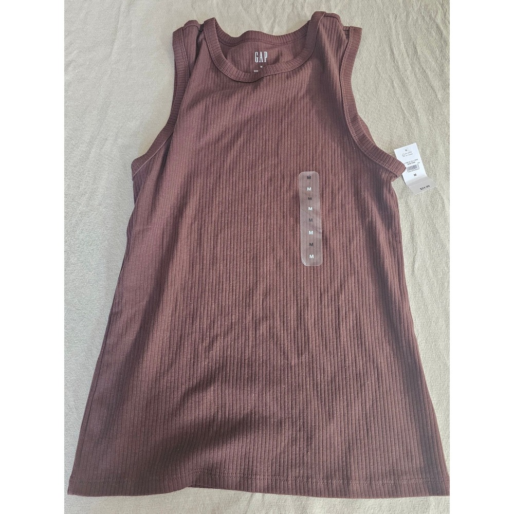 NWT Gap Ribbed Tank Top Chocolate Brown Crew Neck Sleeveless 1172512-12-1